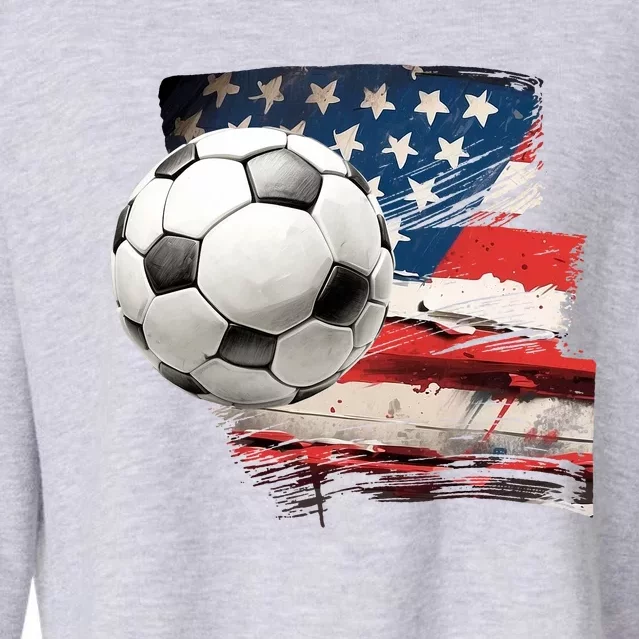 Usa Soccer Ball And Flag Cropped Pullover Crew