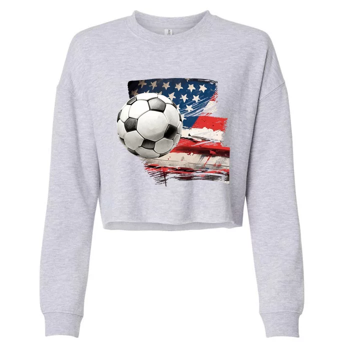 Usa Soccer Ball And Flag Cropped Pullover Crew