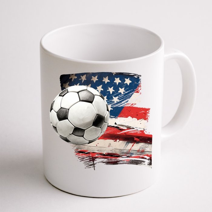 Usa Soccer Ball And Flag Front & Back Coffee Mug