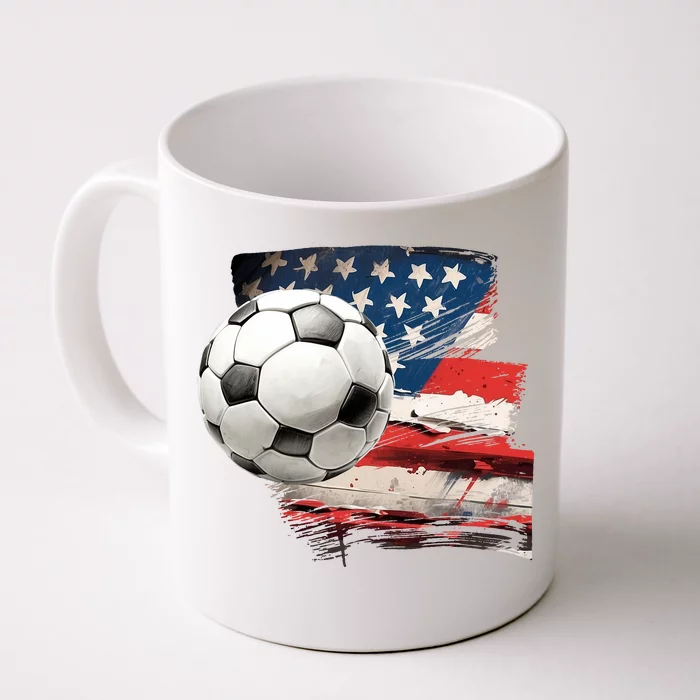 Usa Soccer Ball And Flag Front & Back Coffee Mug