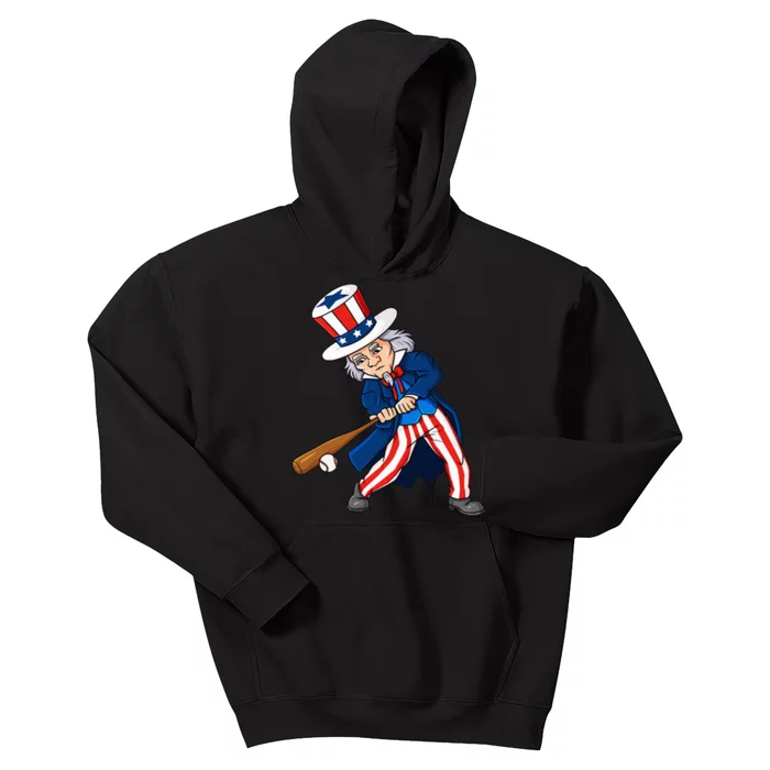 Uncle Sam Baseball 4th Of July Patriotic Kids Teens Kids Hoodie