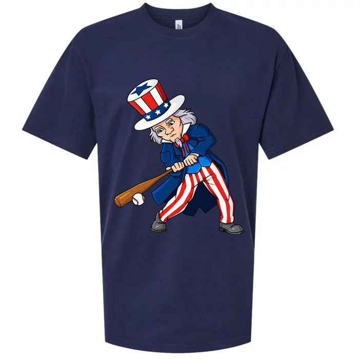 Uncle Sam Baseball 4th Of July Patriotic Kids Teens Sueded Cloud Jersey T-Shirt