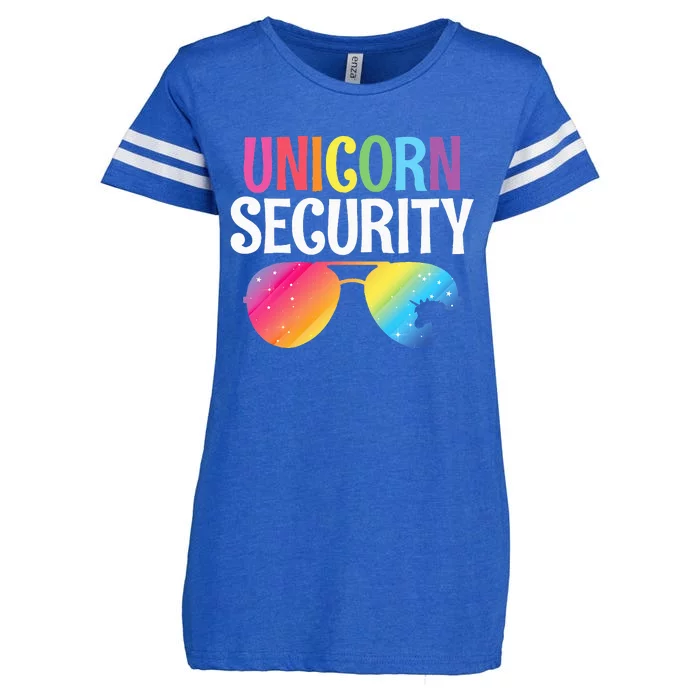 Unicorn Security Birthday Family Halloween Costume Mom Dad Enza Ladies Jersey Football T-Shirt