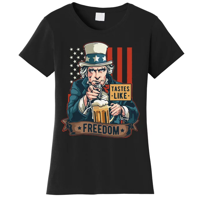 Uncle Sam Beer Tastes Like Freedom 4th of July Women's T-Shirt