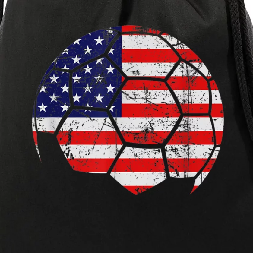 USA Soccer Ball Flag Jersey Drawstring Bag