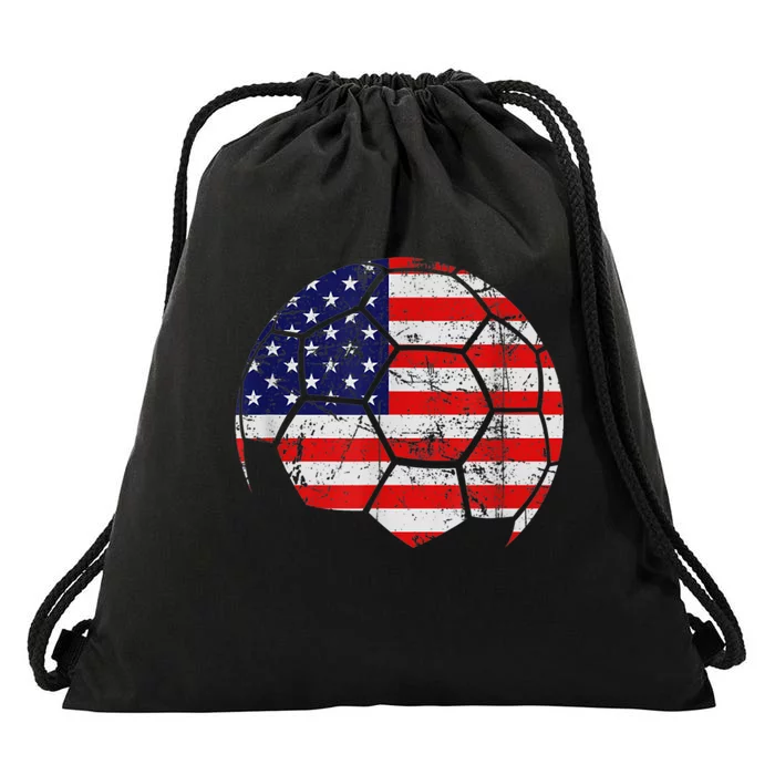 USA Soccer Ball Flag Jersey Drawstring Bag