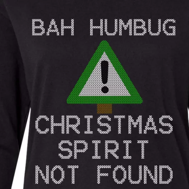 Ugly Sweater Bah Humbug Christmas Spirit Error 404 Gift Womens Cotton Relaxed Long Sleeve T-Shirt