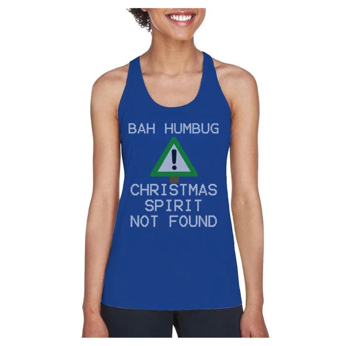 Ugly Sweater Bah Humbug Christmas Spirit Error 404 Gift Women's Racerback Tank