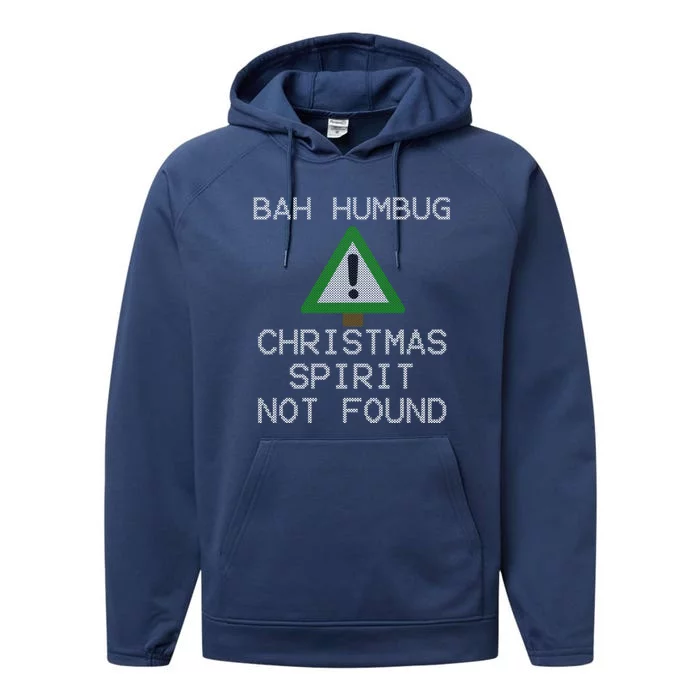 Ugly Sweater Bah Humbug Christmas Spirit Error 404 Gift Performance Fleece Hoodie