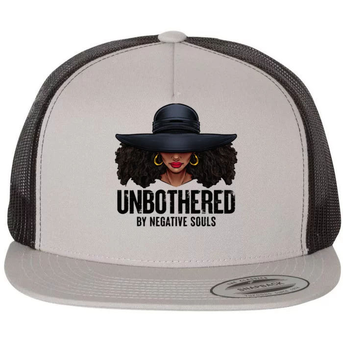 Unbothered Sassy Black Queen African American Ladies Gifts Flat Bill Trucker Hat