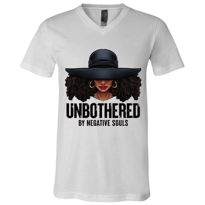 Unbothered Sassy Black Queen African American Ladies Gifts V-Neck T-Shirt