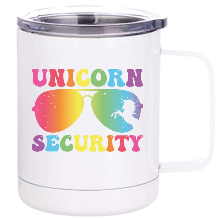 Unicorn Security Birthday Family Halloween Costume Mom Dad Cute Gift Front & Back 12oz Stainless Steel Tumbler Cup