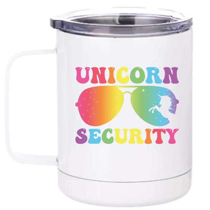 Unicorn Security Birthday Family Halloween Costume Mom Dad Cute Gift Front & Back 12oz Stainless Steel Tumbler Cup