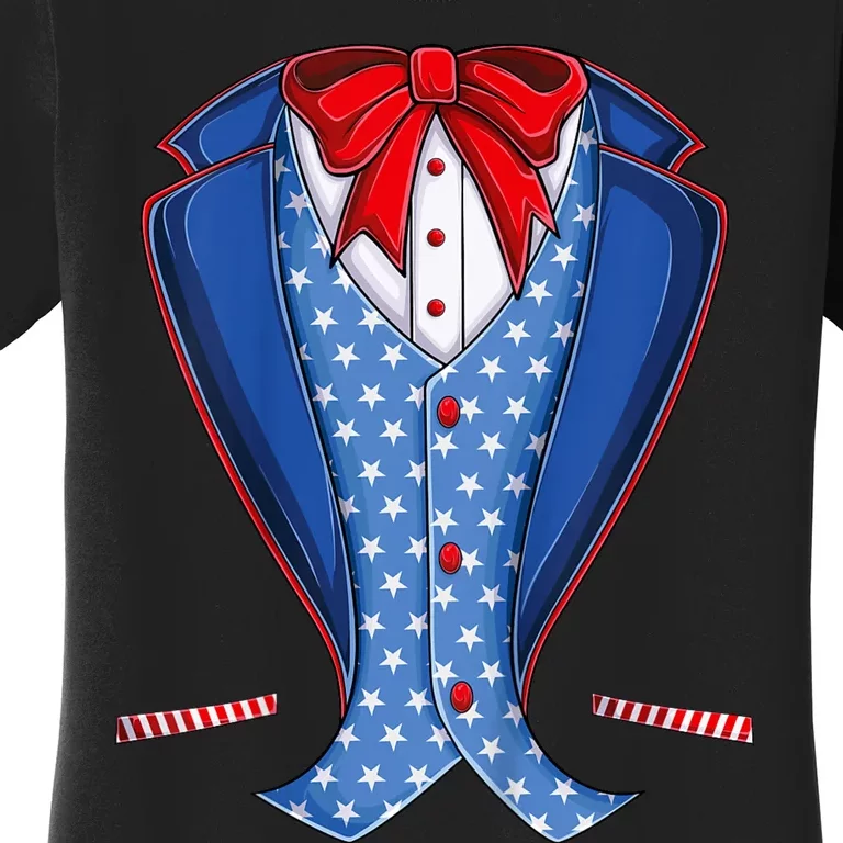 Uncle Sam Costume Hat Usa Flag Fourth 4th Of July Women's T-Shirt