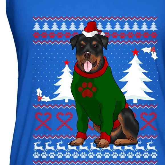 Ugly Sweater Christmas Rottweiler Christmas Cool Gift Ladies Essential Flowy Tank