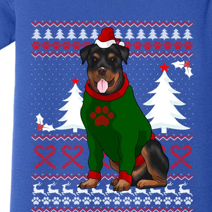 Ugly Sweater Christmas Rottweiler Christmas Cool Gift Baby Bodysuit