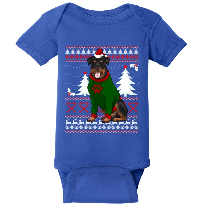 Ugly Sweater Christmas Rottweiler Christmas Cool Gift Baby Bodysuit