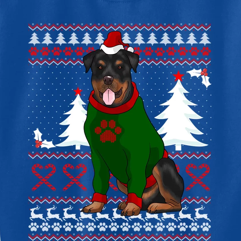 Ugly Sweater Christmas Rottweiler Christmas Cool Gift Kids Sweatshirt