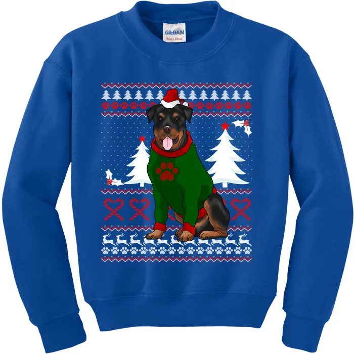 Ugly Sweater Christmas Rottweiler Christmas Cool Gift Kids Sweatshirt