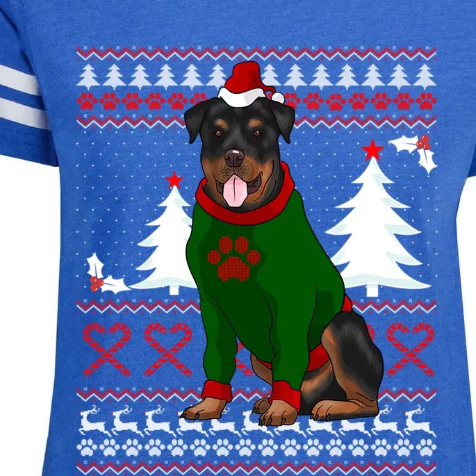 Ugly Sweater Christmas Rottweiler Christmas Cool Gift Enza Ladies Jersey Football T-Shirt