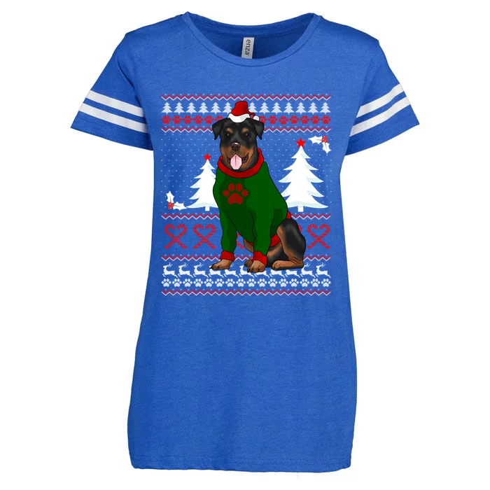 Ugly Sweater Christmas Rottweiler Christmas Cool Gift Enza Ladies Jersey Football T-Shirt