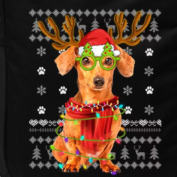 Ugly Sweater Christmas Lights Dachshund Dog Puppy Lover Gift Impact Tech Backpack