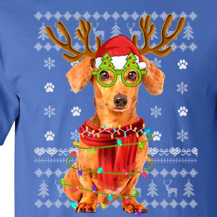 Ugly Sweater Christmas Lights Dachshund Dog Puppy Lover Gift Tall T-Shirt