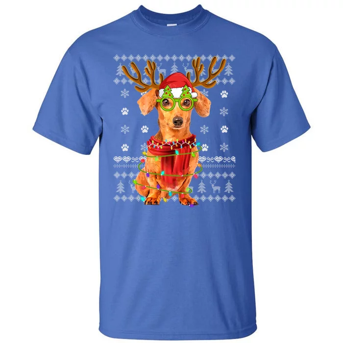 Ugly Sweater Christmas Lights Dachshund Dog Puppy Lover Gift Tall T-Shirt