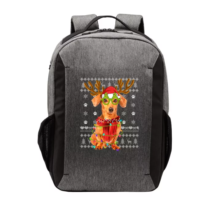 Ugly Sweater Christmas Lights Dachshund Dog Puppy Lover Gift Vector Backpack