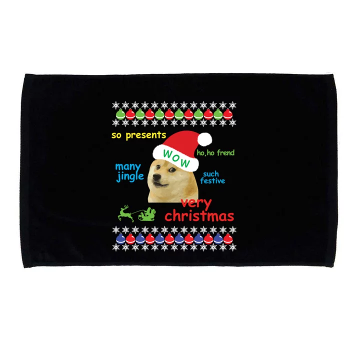 Ugly Sweater Christmas Doge Meme Sweatshirt Shiba Inu Dog Microfiber Hand Towel