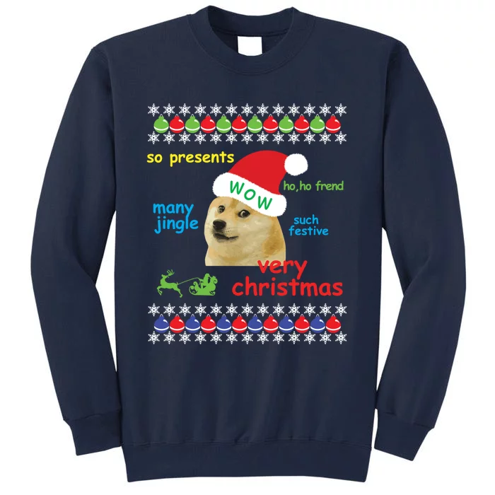 Ugly Sweater Christmas Doge Meme Sweatshirt Shiba Inu Dog Tall Sweatshirt