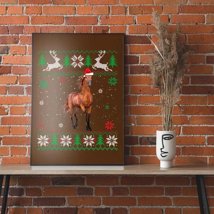 Ugly Sweater Christmas Horse Lover Santa Hat Animals Poster