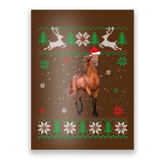 Ugly Sweater Christmas Horse Lover Santa Hat Animals Poster