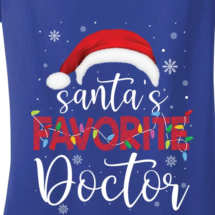 Ugly Sweater Christmas SantaS Favorite Doctor Xmas Cute Gift Women's V-Neck T-Shirt