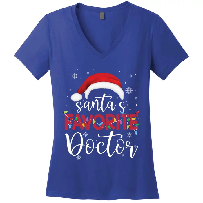 Ugly Sweater Christmas SantaS Favorite Doctor Xmas Cute Gift Women's V-Neck T-Shirt