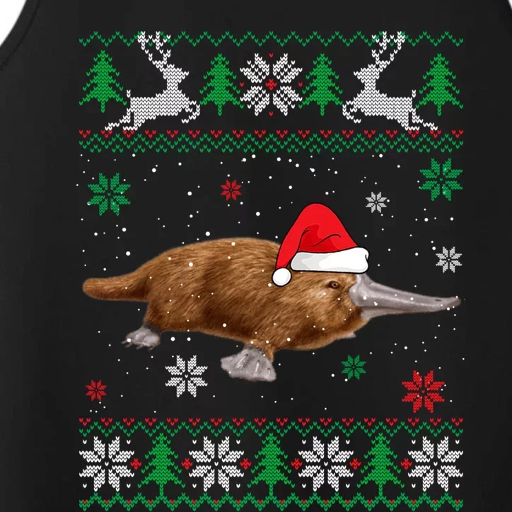 Ugly Sweater Christmas Platypus Lover Santa Hat Animals Performance Tank