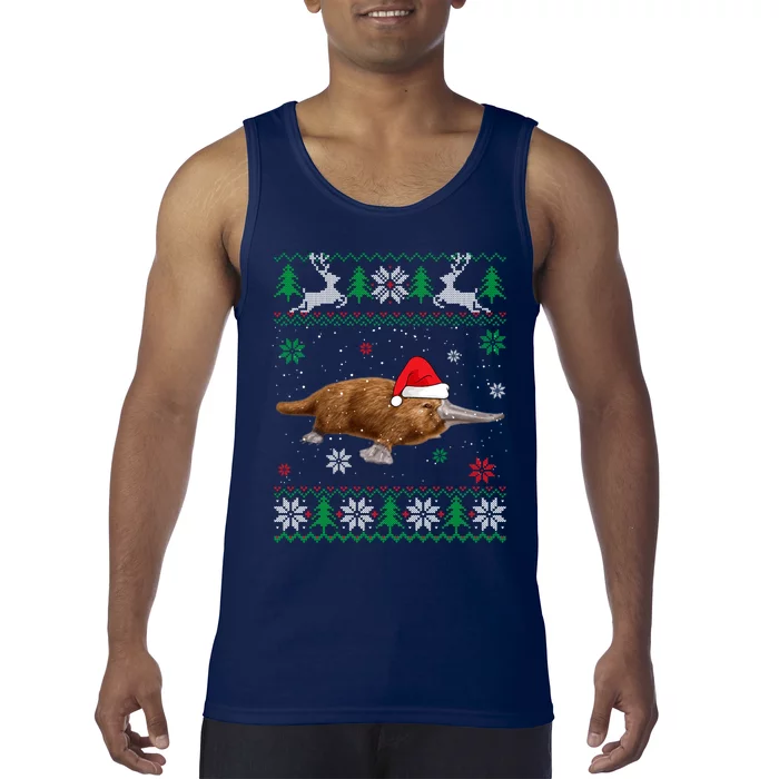 Ugly Sweater Christmas Platypus Lover Santa Hat Animals Tank Top