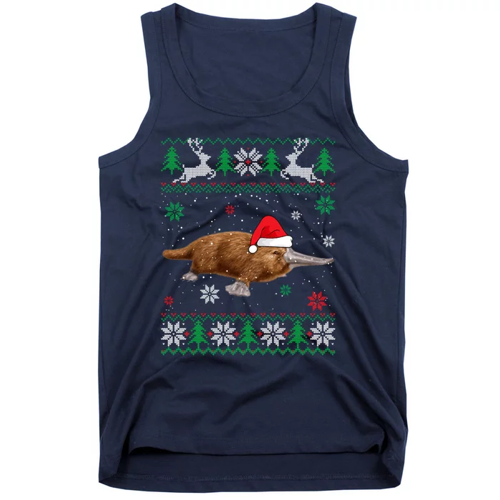 Ugly Sweater Christmas Platypus Lover Santa Hat Animals Tank Top