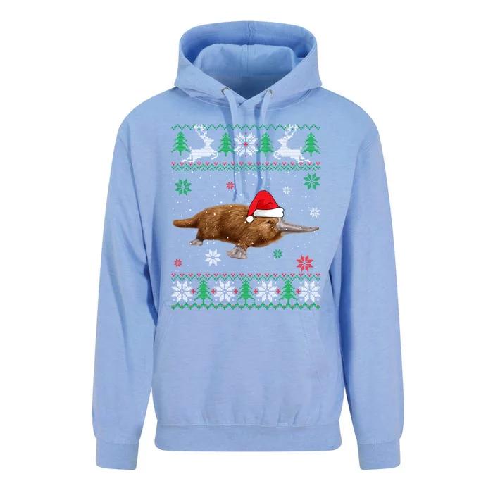 Ugly Sweater Christmas Platypus Lover Santa Hat Animals Unisex Surf Hoodie