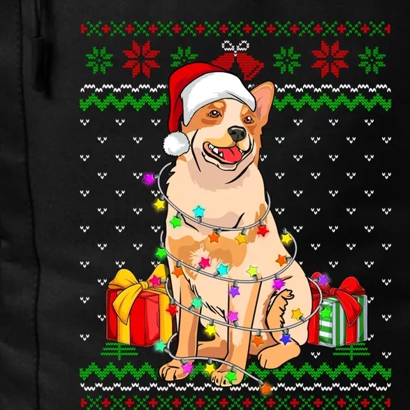 Ugly Sweater Christmas Lights Australian Cattle Dog Lover Daily Commute Backpack