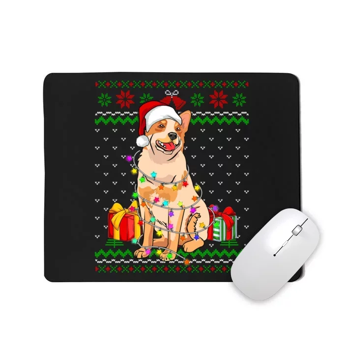 Ugly Sweater Christmas Lights Australian Cattle Dog Lover Mousepad