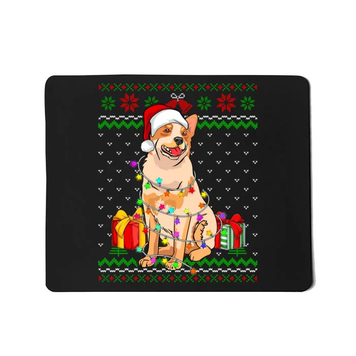 Ugly Sweater Christmas Lights Australian Cattle Dog Lover Mousepad