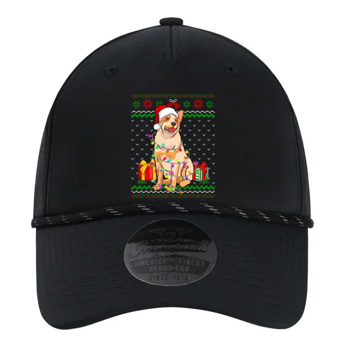 Ugly Sweater Christmas Lights Australian Cattle Dog Lover Performance The Dyno Cap