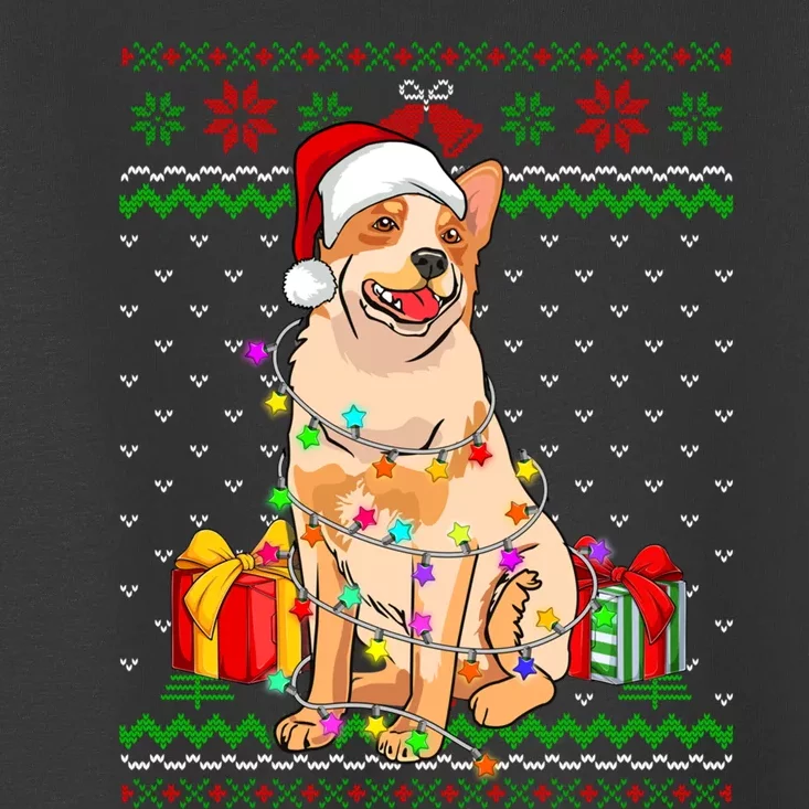 Ugly Sweater Christmas Lights Australian Cattle Dog Lover Toddler T-Shirt