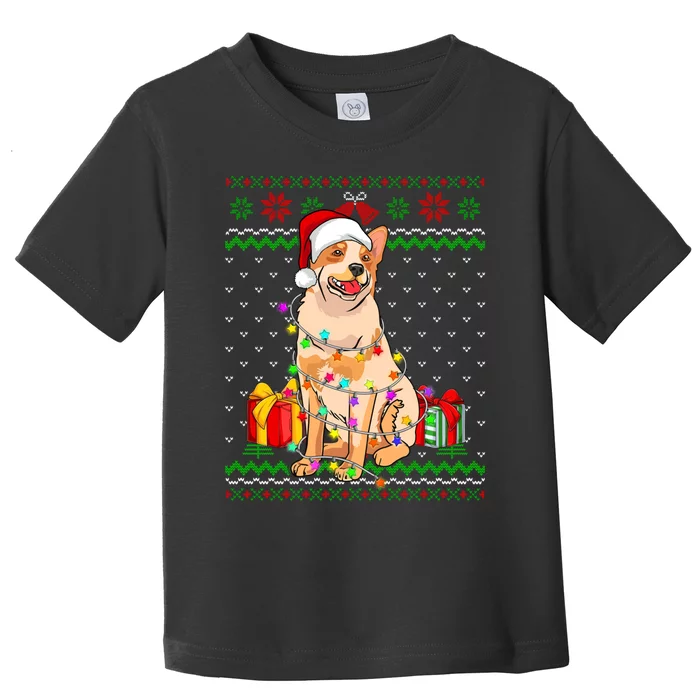 Ugly Sweater Christmas Lights Australian Cattle Dog Lover Toddler T-Shirt