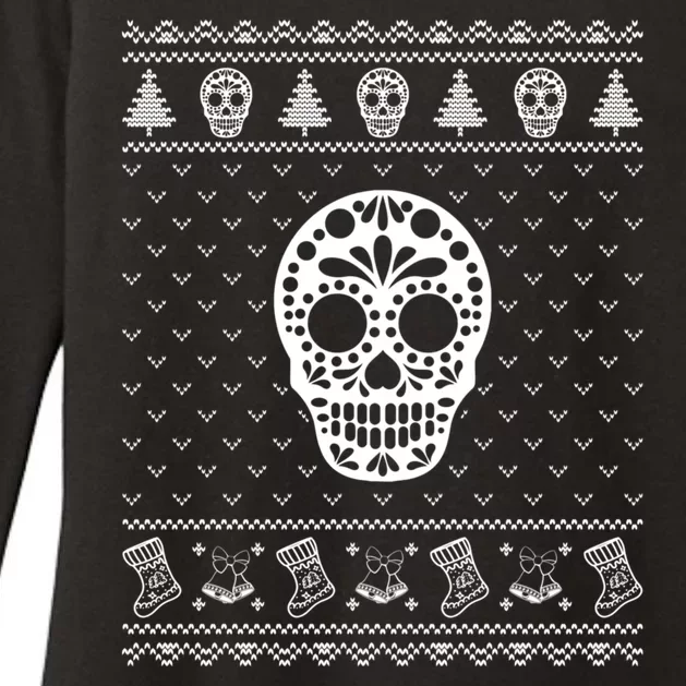 Ugly Sweater Christmas Holiday Design Funny Sugar Skull Xmas Womens CVC Long Sleeve Shirt