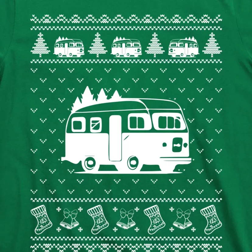 Ugly Sweater Christmas Holiday Design Funny Camper Xmas T-Shirt