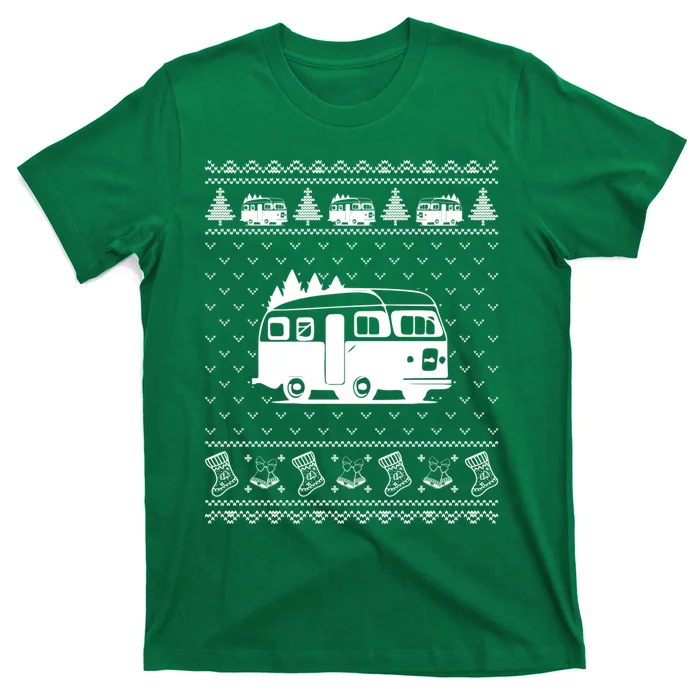 Ugly Sweater Christmas Holiday Design Funny Camper Xmas T-Shirt