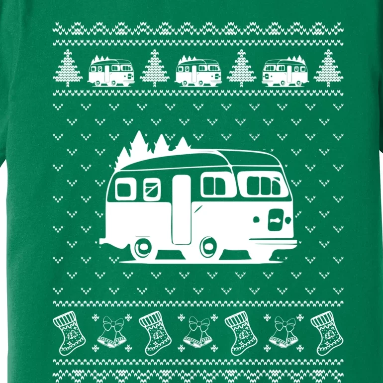 Ugly Sweater Christmas Holiday Design Funny Camper Xmas Premium T-Shirt