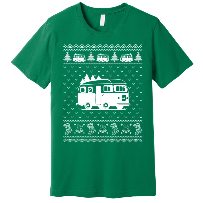 Ugly Sweater Christmas Holiday Design Funny Camper Xmas Premium T-Shirt